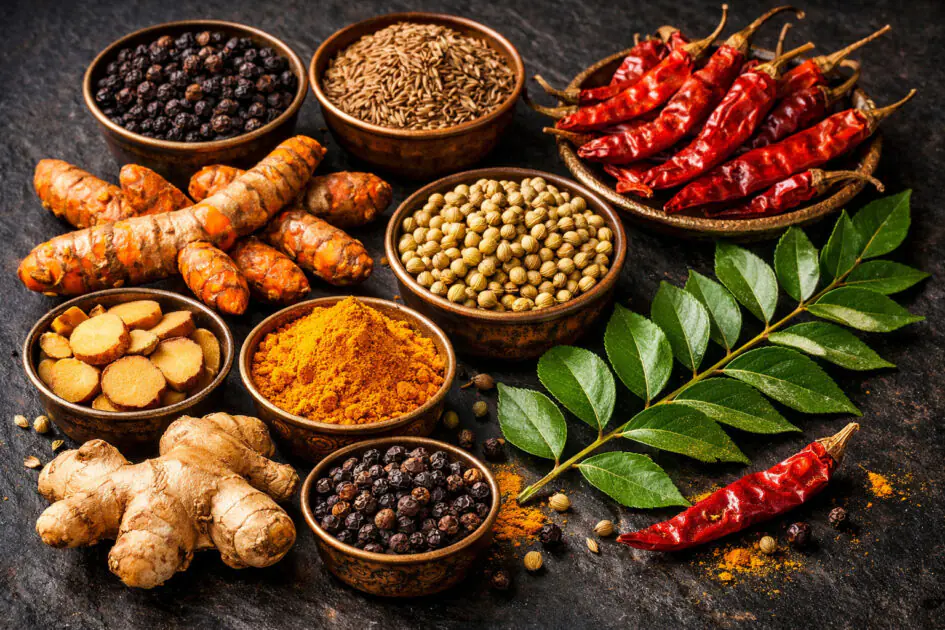 தமிழ் மசாலாக்கள் - மஞ்சள், மிளகு, சீரகம், கறிவேப்பிலை - Tamil spices medicinal properties